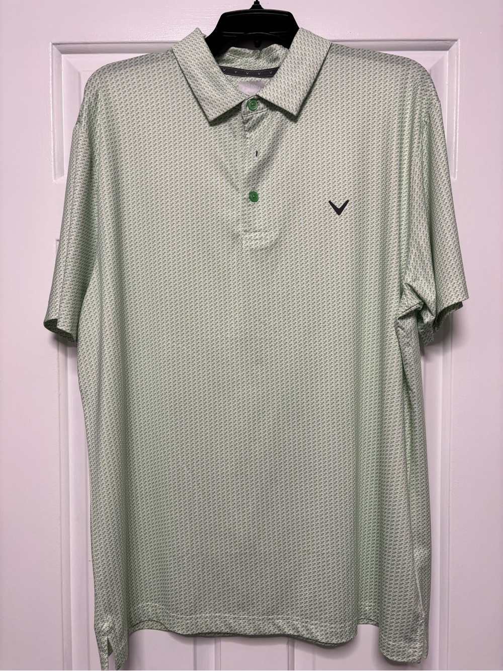 Callaway Opti-Dri Men’s Golf Polo Green White Micro Print Size Large